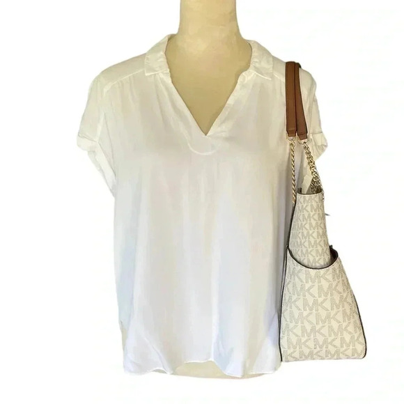 🔥 Michael‎ Kors Women Jet Set Travel Cross Chain Shoulder Tote Bag in Vanilla - Picture 11 of 11